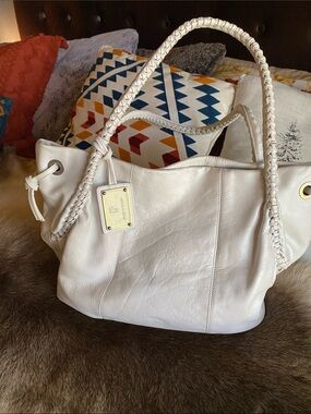 Paolo Masi White Leather Tote Bag